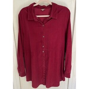 J. Jill Size XL Extra Large Corduroy Women's Tunic Shirt Long Sleeve Longline